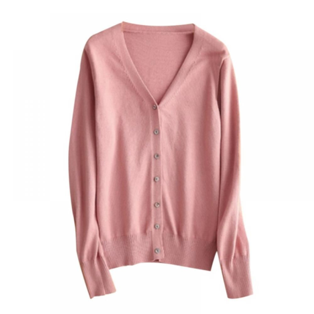 ZenBath Spring Autumn Women Button Solid Color Knit Short Cardigan