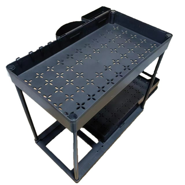 Organizador de gabinete de fregadero Laklulu de 2 niveles, organizador de gabinete de base, organizador