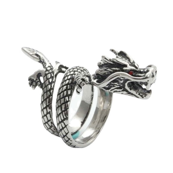 Unisex Dragon Ring Adjustable Opening Silver Animal Zodiac Ring Retro Electroplated Ring for Men and Women Fashion Jewelry