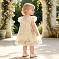thumbnail image 2 of Curuila Infant Toddler Girls Mesh Dress Flutter Sleeve Floral Embroider Square Neck Party Fashionable Dresses For Girls Size 3-6 Months, 2 of 7