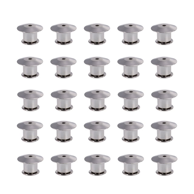 MasteelfCA 25PCS Metal Flat Locking Pin Backs Brooch Badge Accessories(Silver)