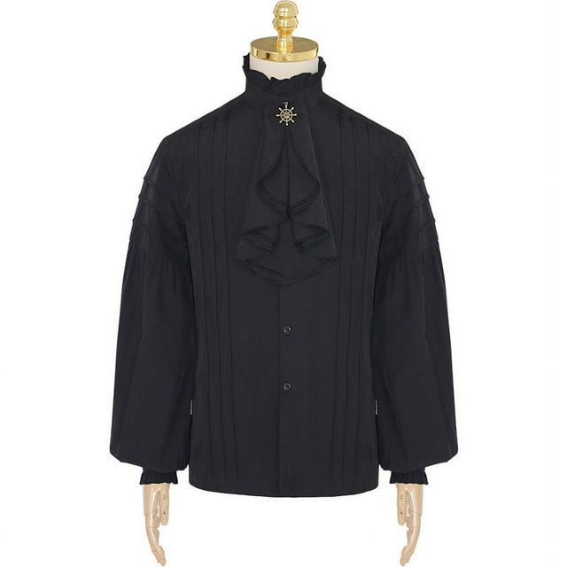 Chemise d'Association de Vêtements pour Hommes, Haut Médiéval steampunk Doublé (Noir, TG)