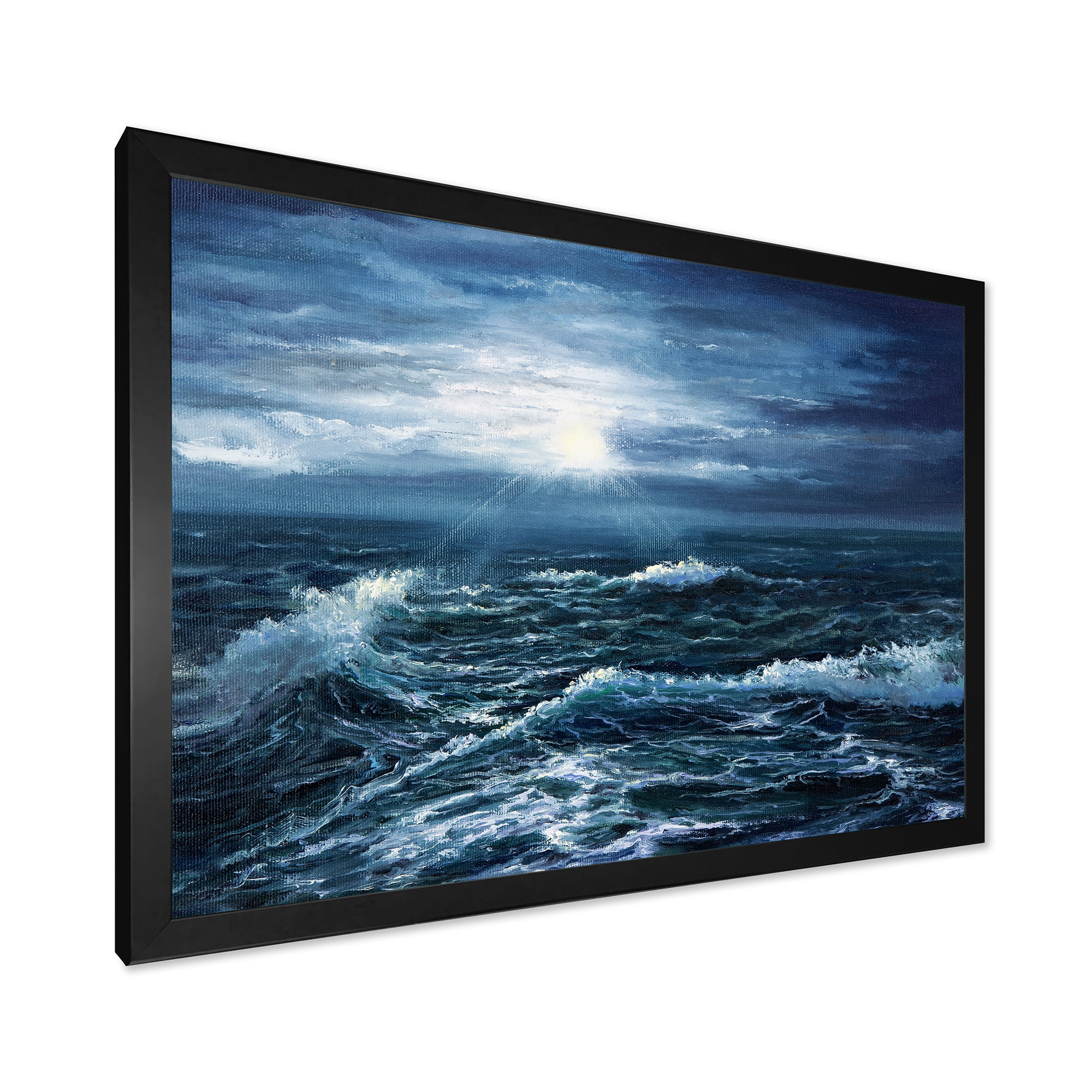 Designart 'Morning Glow Through The Ocean Waves' Nautical & Coastal Framed Art Print