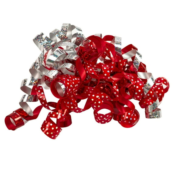 Paquete de 12 Moños para Envolver WRAPAHOLIC en Rojo con Lunares Plateados