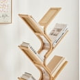 thumbnail image 3 of BALANBO Modern Tree Bookshelf with 4-Tier Open Shelves, Freestanding Bookcase for Adults, Natural Bamboo and Rattan Rack for Living Room, Bedroom, 3 of 7