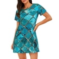 thumbnail image 1 of Disketp Square Glass Mosaic para Camisón Corto de Manga Corta para Mujeres, Camisón Cómodo con Escote Redondo, Bonito y Confortable, 1 of 6