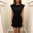 thumbnail image 5 of vigerkar Summer Dresses for Women V Neck Cap Sleeve Ruffle Hem Smock Short Dress (Black, L), 5 of 9