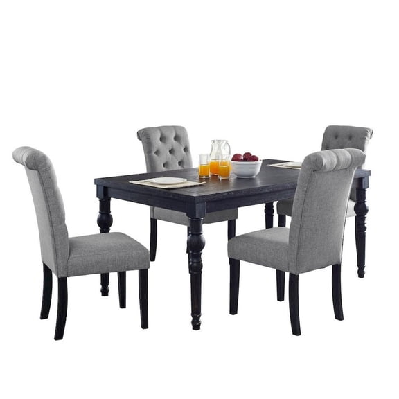FurniFact Gray Kitchen Table Chairs Set of 4, Wood Dining Set with Tufted Seats