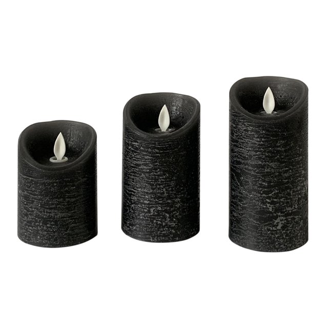 Toystoory 3 uds velas LED luz parpadeante cera Control remoto lámpara electrónica alimentada por decoración navideña para el hogar Decoración del hogar Negro Toystoory HA002726-02B