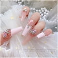 thumbnail image 4 of Colgante de lazo de circonita rosa con diamantes para uñas, joyería ligera de lujo, mariposa plateada, amor, diamantes en línea, 4 of 5
