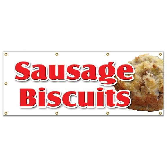 36"x96" SAUSAGE BISCUITS BANNER SIGN gravy breakfast homemade southern fresh