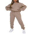 thumbnail image 1 of Women Sweatshirt Set Long Sleeve Crew Neck Hoodie Sweatpants Set Solid Activewear Set, 1 of 5
