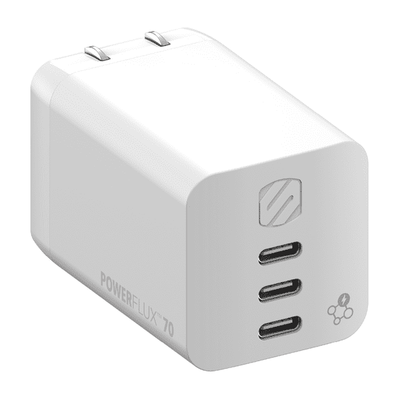 Scosche HPD70WT-SP PowerFlux PD70 70W Triple USB-C® Power Delivery Home Charger White