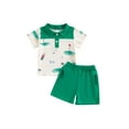 thumbnail image 2 of Baby Kids Boys Shorts Set, Short Sleeve Printed Shirt with Elastic Waist Shorts Toddler Set Summer Outfit, 2 of 10