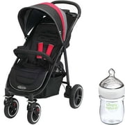 Angle View: Graco Aire4 XT Click Connect Travel System Stroller, Marco with Nuk Simply Natural 5oz Bottle, 1-Pack