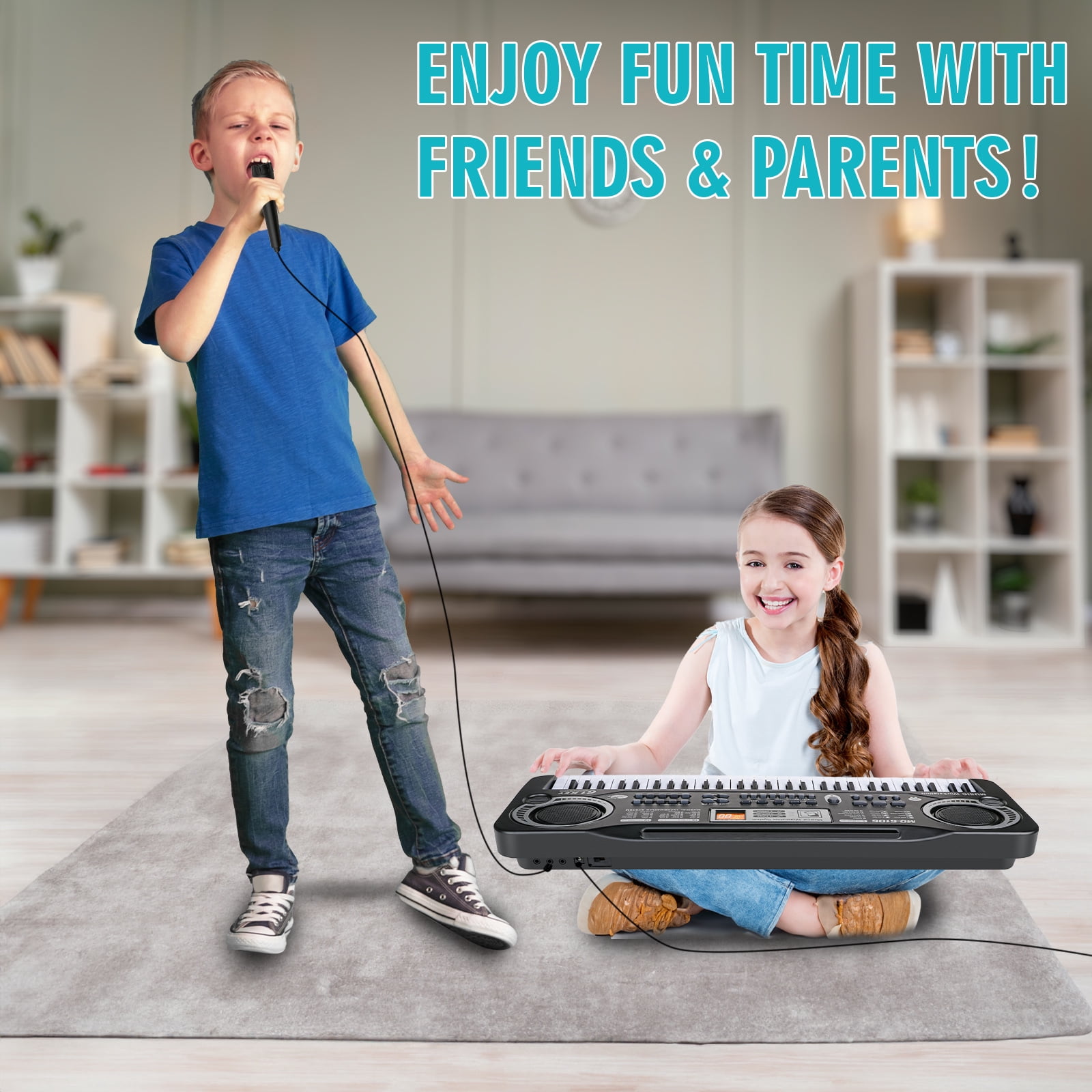 Beefunni Piano Toys Keyboard for Kids 5-12 Years, 61 Keys with Microphone, Electronic Musical Interactive Teaching Piano Keyboard for Boys Girls, Chirstmas Gift for Kids 5 6 7 8 - 12+
