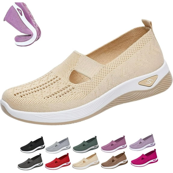 HeaCare 2025 New Orthowalkway Womens Shoes, Womens Orthopedic Walking Shoes, Orthopedic Slip-on Lightweight Flat Soft Shoes, 2025 New Mothers Day Gifts