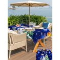 thumbnail image 4 of Outdoor Tablecloth with Umbrella Hole and Zipper, Navy Blue Snowman Christmas Rectangle Table Cloth 60x84 Inch Waterproof Tablecloth, Xmas Tree Ball Winter Snowflake Picnic Table Cover for Patio, 4 of 7