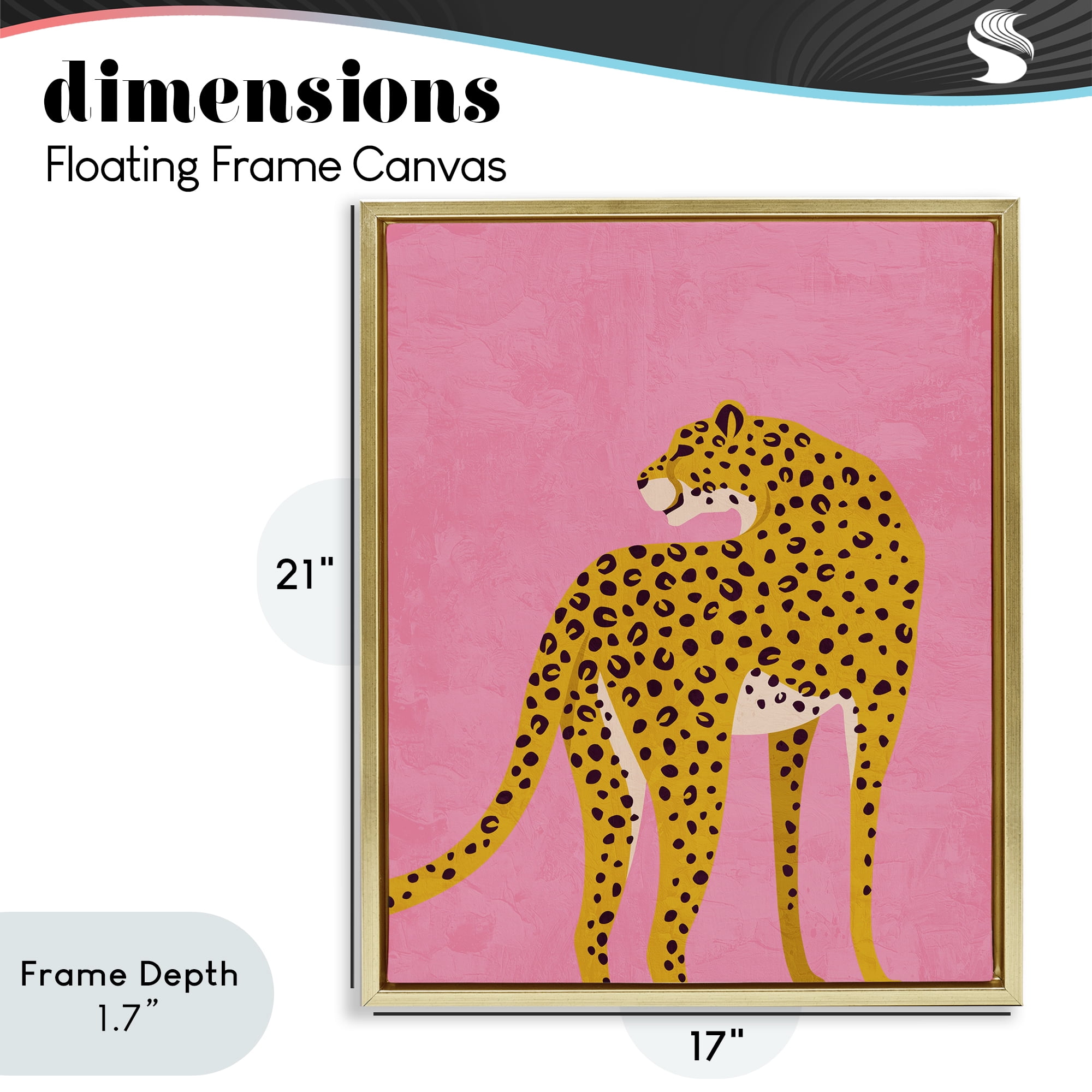 Stupell Industries Leopard on Pink Serenade Gold Framed Floater Canvas Wall Art, design by Kim Allen