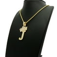 thumbnail image 3 of Stone Stud Allover Tilted Crown Initial J Pendant w/ 2mm 24" Rope Chain Necklace, Gold-Tone, 3 of 4