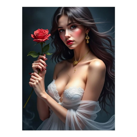 Diamond Art Kit for Adults, Rose Red Lady Print No.215 Diamond Painting for Adults Beginners, 5D DIY Diamond Art Painting Kits, Colorful Diamond Painting Craft for Home Decor 12x16