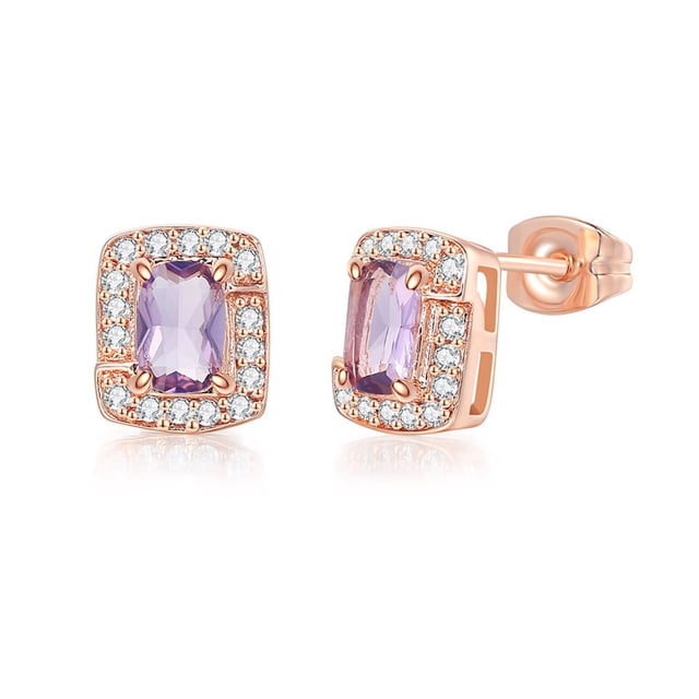Fiudx Pendientes de Circonita Multicolor, Rectángulo de Platino Cristalino, Diseño Ligero, Cierre Elegante, Caja de Regalo Incluida, Joyería para Mujer, Regalo de San Valentín.