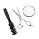 thumbnail image 2 of Juego de herramientas profesionales para cortar el cabello en casa, tijeras de corte de pelo con peine de belleza plegable para viajes y bricolaje con aumento de 3X y succión. Negro, 2 of 9