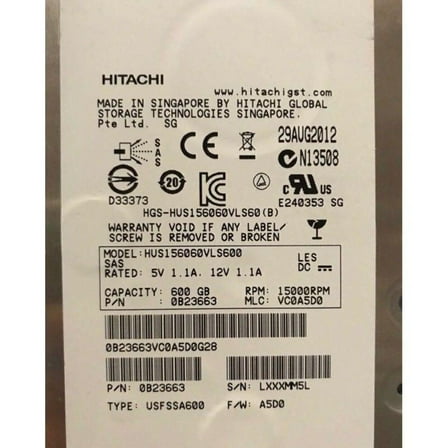HUS156060VLS600 (0B23663) HGST Ultrastar 15K600 600GB SAS2 6.0Gb/s 15K LFF HDD