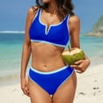 thumbnail image 2 of FhsagQ Swimsuit Sets for Women Plus Size Underwire Split Body Swimsuit for Women Bikini Color Matching Slim Beach Swimsuit for Women Swimsuit for Women Blue M, 2 of 5