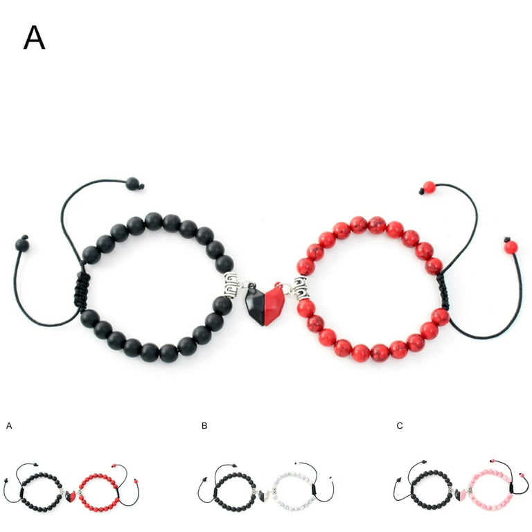 Couple Magnetic Heart Bracelet Matching Distance Faceted Charm Detachable  Gifts