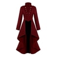 thumbnail image 1 of Mujer Steampunk Gothic Long Coat Tail Jacket Cosplay Traje Traje Rojo XL Sunnimix Chaqueta larga Steampunk para mujer, 1 of 6