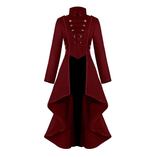 Mujer Steampunk Gothic Long Coat Tail Jacket Cosplay Traje Traje Rojo XL Sunnimix Chaqueta larga Steampunk para mujer