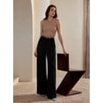 thumbnail image 4 of Pinstripe Dress Pants Women High Waisted Wide Leg Pants with Pockets Pleated Business Trousers Black XL, 4 of 9