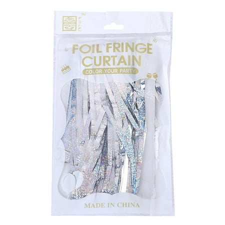 

Baocc Fringe Curtains Foil Curtains Shimmer Curtain for Birthday Wedding Party Bright Rain Curtain Party Decoration Rain Curtain Room Decor Silver