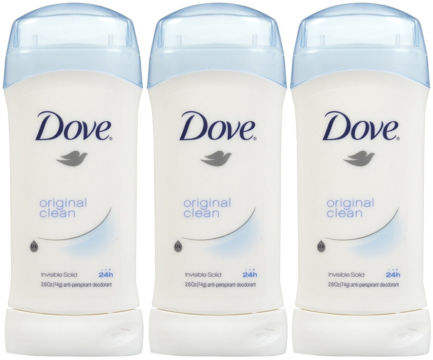 Dove Invisible Solid Deodorant, Original Clean 2.6 oz 3 pk