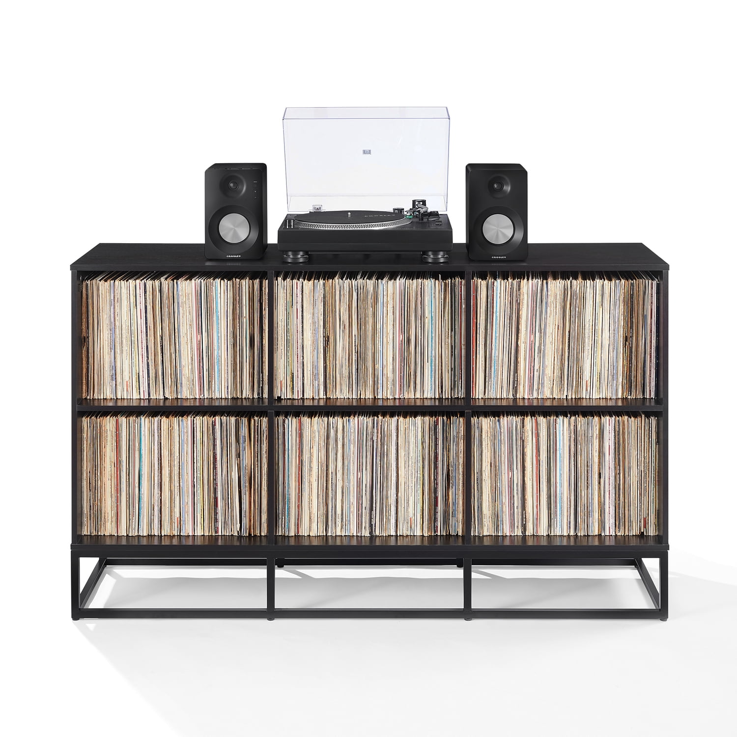 Crosley Furniture Enzo 6 Cube Record Storage Media Stand in Black
