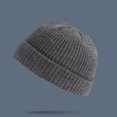 thumbnail image 2 of Herrnalise Unisex Fashion Warm Winter Casual Knitted Hat Solid Color All-match Thick Hat Wool Knit Cuff Short Fisherman Beanie for Men Women Gray, 2 of 2