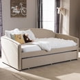 thumbnail image 2 of Baxton Studio Lanny Modern and Contemporary Fabric Nail Heads Trimmed Arched Back Sofa Twin Daybed with Roll-Out Trundle Guest Bed, Multiple Colors, 2 of 6
