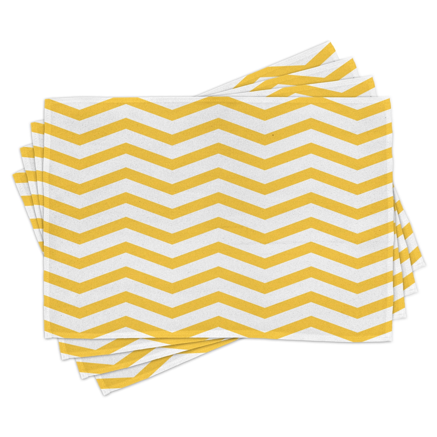 Yellow Chevron Placemats Set of 4 Modern Summer Season Pattern Zigzag