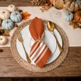 Burnt Orange Striped Cloth Napkins, Farmhouse White Stripes Washable ...