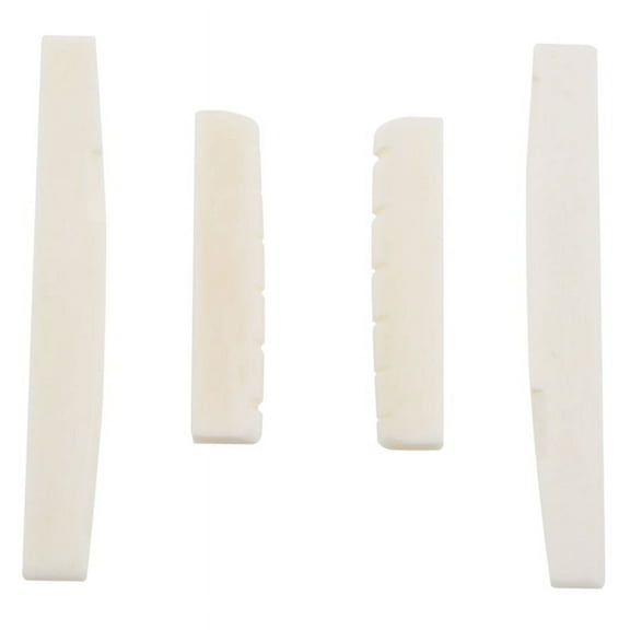 2 Sets of 4pcs 6 String Acoustic Guitar Bone Bridge Saddle and Nut Made of Real Bone mj4596