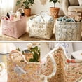 thumbnail image 4 of Boho-Chic Quilted Floral Storage Basket, Car Storage Basket Quilted, Large Capacity Collapsible Boho Fabric Organizer with Reinforced Handles & Side Pockets for Car, Home, Picnic, Laundry (C), 4 of 8