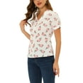 thumbnail image 4 of Allegra K Women's Peter Pan Collar Semi Sheer Tops Button Front Floral Shirt, 4 of 5
