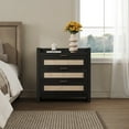 thumbnail image 2 of SICOTAS Rattan 6-Drawer Dresser & 3-Drawer Charging Nightstands Set - Capacious Storage, 3 Pieces Multi-Functional Furniture Set for Bedroom & Living Room, Black Oak, 2 of 11
