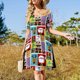 thumbnail image 4 of Vestido de manga corta con estampado navideño para mujer, vestido de fiesta, vestido de verano para mujer, 4 of 7