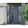 thumbnail image 2 of Front Exterior Prehung Steel Door / Cynex 6777 Grey / 2 Side Exterior Windows / Stainless Inserts Single Modern Painted-W16+36+16" x H80"-Right-hand Inswing, 2 of 6