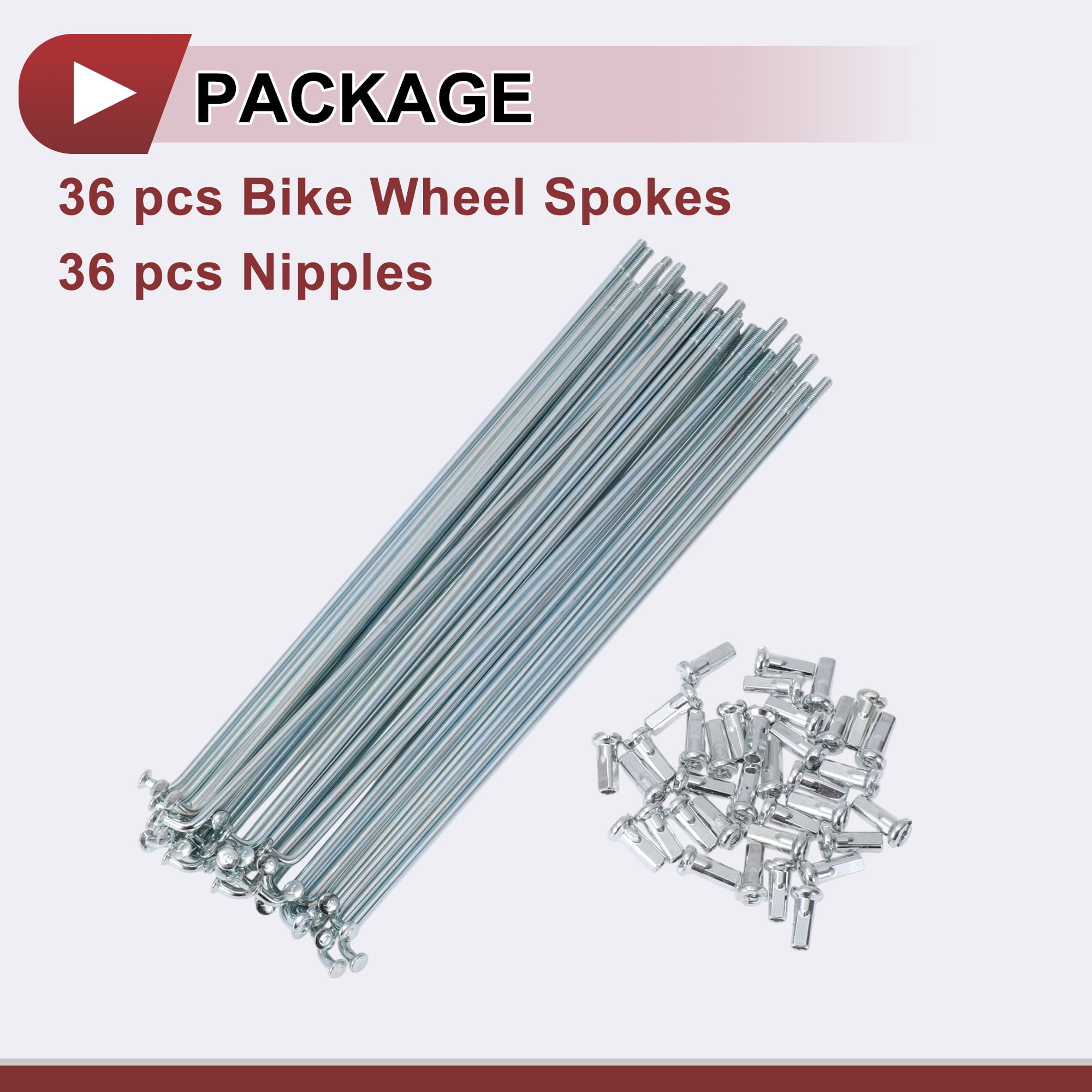Unique Bargains 36Pcs Durable 12G Bike Wheel Spokes 45 Steel Galvanized Silver 6.65"