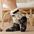 thumbnail image 4 of Christmas Socks Floor Thick Velvet Mid Calf Socks Home Sleep Carpet Fall Winter Warm Cozy Funky Comfortable Crew Socks for Women Khaki, 4 of 4