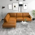 thumbnail image 3 of Aplee Modern Living Room Genuine Leather Corner Sectional Couch in Cognac Tan, 3 of 6