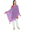 thumbnail image 2 of eloria Women's Chiffon Pom Pom Dupatta Long Stole Scarves Ethenic Chunni Stole Color: Pink, 2 of 4